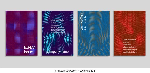 Minimalistic abstract vector halftone covers design. Future geometric template. Vector templates for placards, banners, flyers, presentations and reports