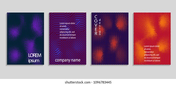 Minimalistic abstract vector halftone covers design. Future geometric template. Vector templates for placards, banners, flyers, presentations and reports