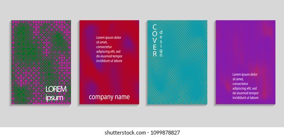 Minimalistic abstract vector halftone covers design. Future geometric template. Vector templates for placards, banners, flyers, presentations and reports