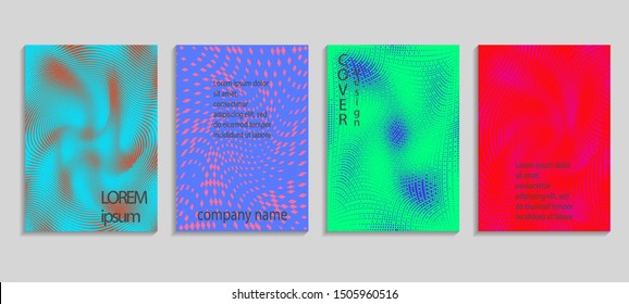 Minimalistic abstract vector halftone covers design. Future geometric template. Vector templates for placards, banners, flyers, presentations and reports
