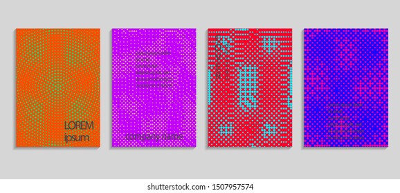 Minimalistic abstract vector halftone covers design. Future geometric template. Vector templates for placards, banners, flyers, presentations and reports