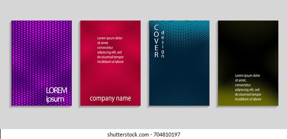 Minimalistic abstract vector halftone covers design. Future geometric template. Vector templates for placards, banners, flyers, presentations and reports
