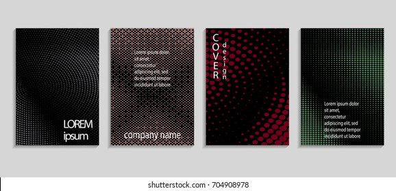 Minimalistic abstract vector halftone covers design. Future geometric template. Vector templates for placards, banners, flyers, presentations and reports
