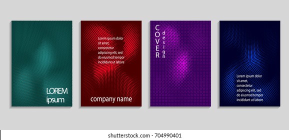 Minimalistic abstract vector halftone covers design. Future geometric template. Vector templates for placards, banners, flyers, presentations and reports.