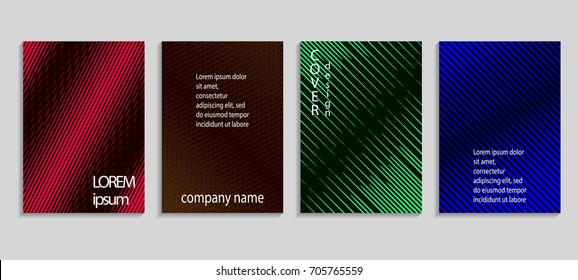 Minimalistic abstract vector halftone covers design. Future geometric template. Vector templates for placards, banners, flyers, presentations and reports.