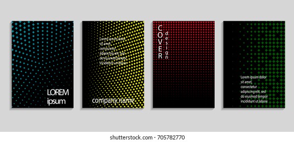 Minimalistic abstract vector halftone covers design. Future geometric template. Vector templates for placards, banners, flyers, presentations and reports.