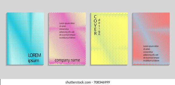 Minimalistic abstract vector halftone covers design. Future geometric template. Vector templates for placards, banners, flyers, presentations and reports