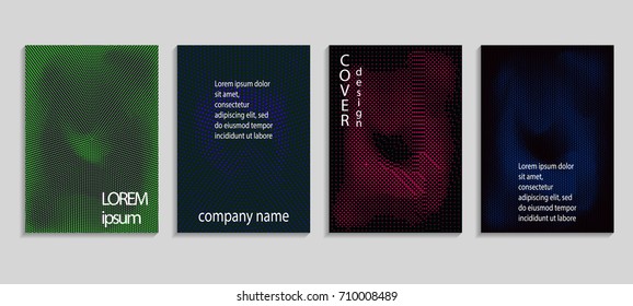 Minimalistic abstract vector halftone covers design. Future geometric background. Vector templates for placards, banners, flyers, presentations and reports