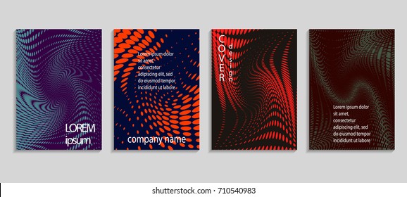 Minimalistic abstract vector halftone covers design. Future geometric background. Vector templates for placards, banners, flyers, presentations and reports