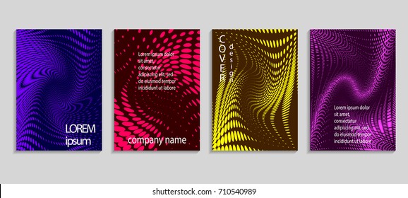 Minimalistic abstract vector halftone covers design. Future geometric background. Vector templates for placards, banners, flyers, presentations and reports