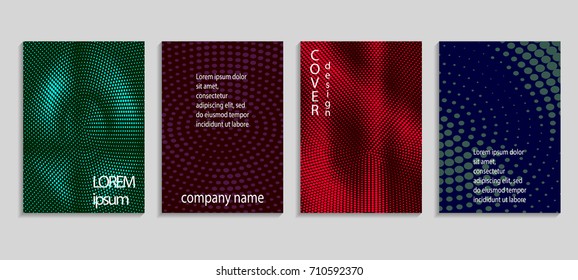 Minimalistic abstract vector halftone covers design. Future geometric background. Vector templates for placards, banners, flyers, presentations and reports