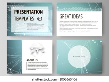 The minimalistic abstract vector illustration of the editable layout of the presentation slides design business templates. Chemistry pattern with molecule structure. Medical DNA research.