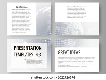 The minimalistic abstract vector illustration of the editable layout of the presentation slides design business templates. Chemistry pattern. Molecule structure. Medical, science background.