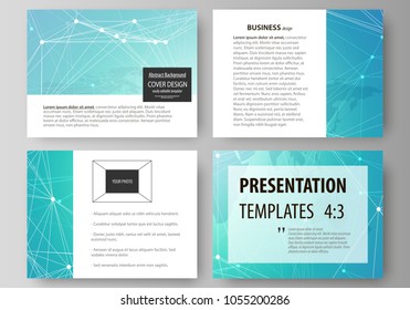 The minimalistic abstract vector illustration of the editable layout of the presentation slides design business templates. Chemistry pattern. Molecule structure. Medical, science background.