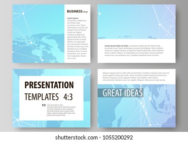 The minimalistic abstract vector illustration of the editable layout of the presentation slides design business templates. Polygonal texture. Global connections, futuristic geometric concept.