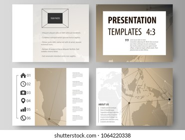 The minimalistic abstract vector illustration of the editable layout of the presentation slides design business templates. Chemistry pattern with molecule structure. Medical DNA research.