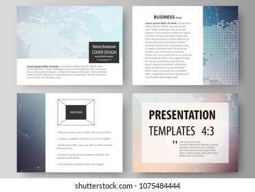 The minimalistic abstract vector illustration of the editable layout of the presentation slides design business templates. Polygonal geometric linear texture. Global network, dig data concept.