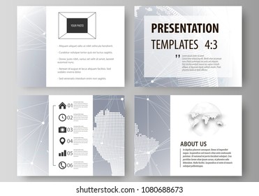 The minimalistic abstract vector illustration of the editable layout of the presentation slides design business templates. Abstract futuristic network shapes. High tech background.