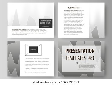 The minimalistic abstract vector illustration of the editable layout of the presentation slides design business templates. Rows of colored diagram with peaks of different height.