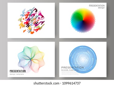 The minimalistic abstract vector illustration of the editable layout of the presentation slides design business templates. Abstract colorful geometric backgrounds in minimalistic design to choose from