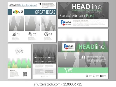 The minimalistic abstract vector illustration of the editable layout of modern social media post design templates in popular formats. Rows of colored diagram with peaks of different height.