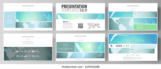 The minimalistic abstract vector illustration of editable layout of high definition presentation slides design business templates. Chemistry pattern, molecule structure, geometric design background.