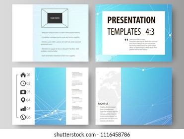 The minimalistic abstract vector illustration of the editable layout of the presentation slides design business templates. Molecule structure. Science, technology concept. Polygonal design.