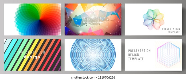 The minimalistic abstract vector illustration of the editable layout of the presentation slides design business templates. Abstract colorful geometric backgrounds in minimalistic design to choose from