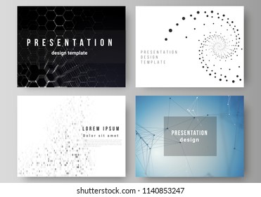 The minimalistic abstract vector illustration of the editable layout of the presentation slides design business templates. Technology, science, future concept abstract futuristic backgrounds.