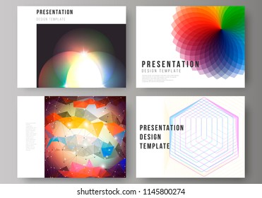 The minimalistic abstract vector illustration of the editable layout of the presentation slides design business templates. Abstract colorful geometric backgrounds in minimalistic design to choose from