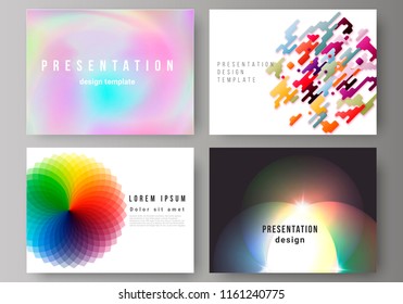 The minimalistic abstract vector illustration of the editable layout of the presentation slides design business templates. Abstract colorful geometric backgrounds in minimalistic design to choose from