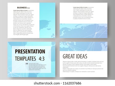 The minimalistic abstract vector illustration of the editable layout of the presentation slides design business templates. Polygonal texture. Global connections, futuristic geometric concept.