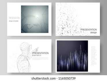 The minimalistic abstract vector illustration of the editable layout of the presentation slides design business templates. Technology, science, future concept abstract futuristic backgrounds.