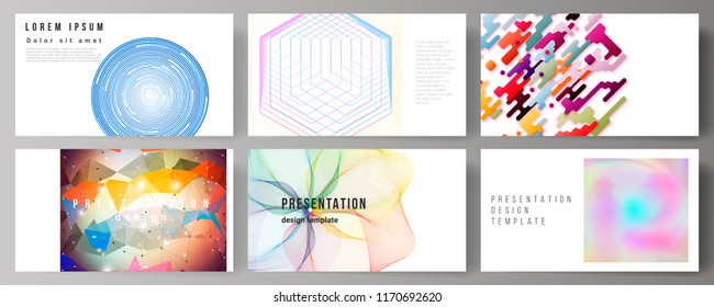 The minimalistic abstract vector illustration of the editable layout of the presentation slides design business templates. Abstract colorful geometric backgrounds in minimalistic design to choose from