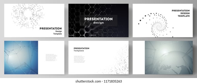 The minimalistic abstract vector illustration of the editable layout of the presentation slides design business templates. Technology, science, future concept abstract futuristic backgrounds.