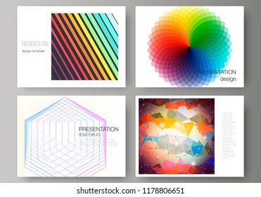 The minimalistic abstract vector illustration of the editable layout of the presentation slides design business templates. Abstract colorful geometric backgrounds in minimalistic design to choose from