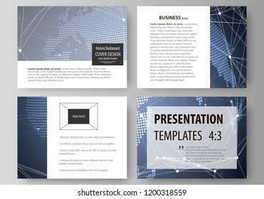 The minimalistic abstract vector illustration of the editable layout of the presentation slides design business templates. Abstract global design. Chemistry pattern, molecule structure.