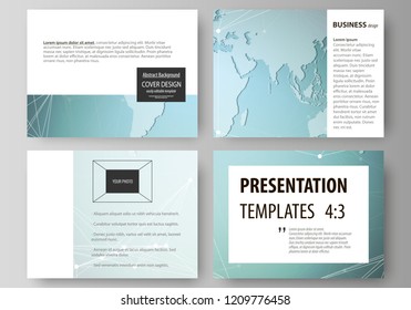 The minimalistic abstract vector illustration of the editable layout of the presentation slides design business templates. Chemistry pattern, connecting lines and dots. Medical concept.