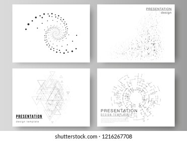 The minimalistic abstract vector illustration of the editable layout of the presentation slides design business templates. Technology, science, future concept abstract futuristic backgrounds.