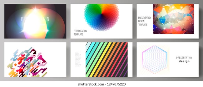 The minimalistic abstract vector illustration of the editable layout of the presentation slides design business templates. Abstract colorful geometric backgrounds in minimalistic design to choose from