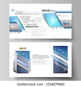 The minimalistic abstract vector illustration of the editable layout of high definition presentation slides design business templates. Abstract global design. Chemistry pattern, molecule structure