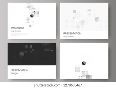 The minimalistic abstract vector illustration of the editable layout of the presentation slides design business templates. Abstract vector background with fluid geometric shapes.