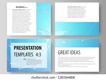 The minimalistic abstract vector illustration of the editable layout of the presentation slides design business templates. Molecule structure. Science, technology concept. Polygonal design.