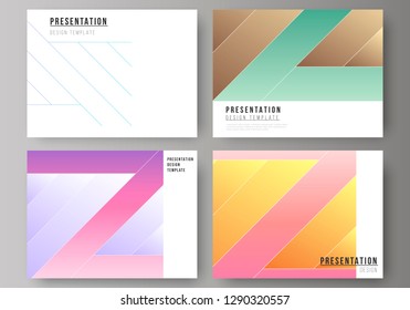 The minimalistic abstract vector illustration of the editable layout of the presentation slides design business templates. Creative modern cover concept, colorful background.