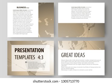 The minimalistic abstract vector illustration of the editable layout of the presentation slides design business templates. Chemistry pattern with molecule structure. Medical DNA research.