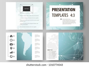 The minimalistic abstract vector illustration of the editable layout of the presentation slides design business templates. Chemistry pattern, molecule structure, geometric design background.