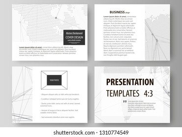 The Minimalistic Abstract Vector Illustration Of The Editable Layout Of The Presentation Slides Design Business Templates. Global Network Connections, Technology Background With World Map.