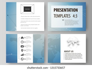 The minimalistic abstract vector illustration of the editable layout of the presentation slides design business templates. Chemistry pattern, connecting lines and dots. Medical concept.