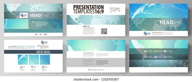 The minimalistic abstract vector illustration of editable layout of high definition presentation slides design business templates. Chemistry pattern, molecule structure, geometric design background.