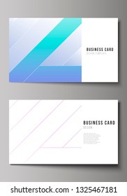 The minimalistic abstract vector illustration of the editable layout of two creative business cards design templates. Creative modern cover concept, colorful background